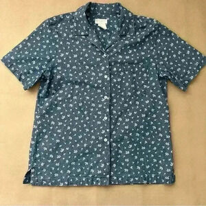 VTG Denim Floral Button down top Jones New York 100% cotton M